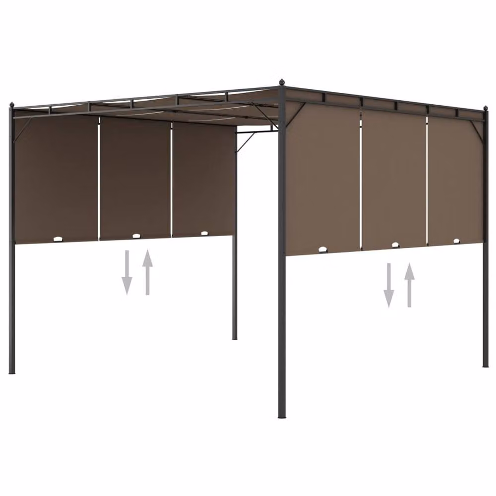 Berkfield Home Durable Garden Gazebo with Side Curtain, Taupe, W: 300 cm, D: 300 cm, H: 225 cm – 2