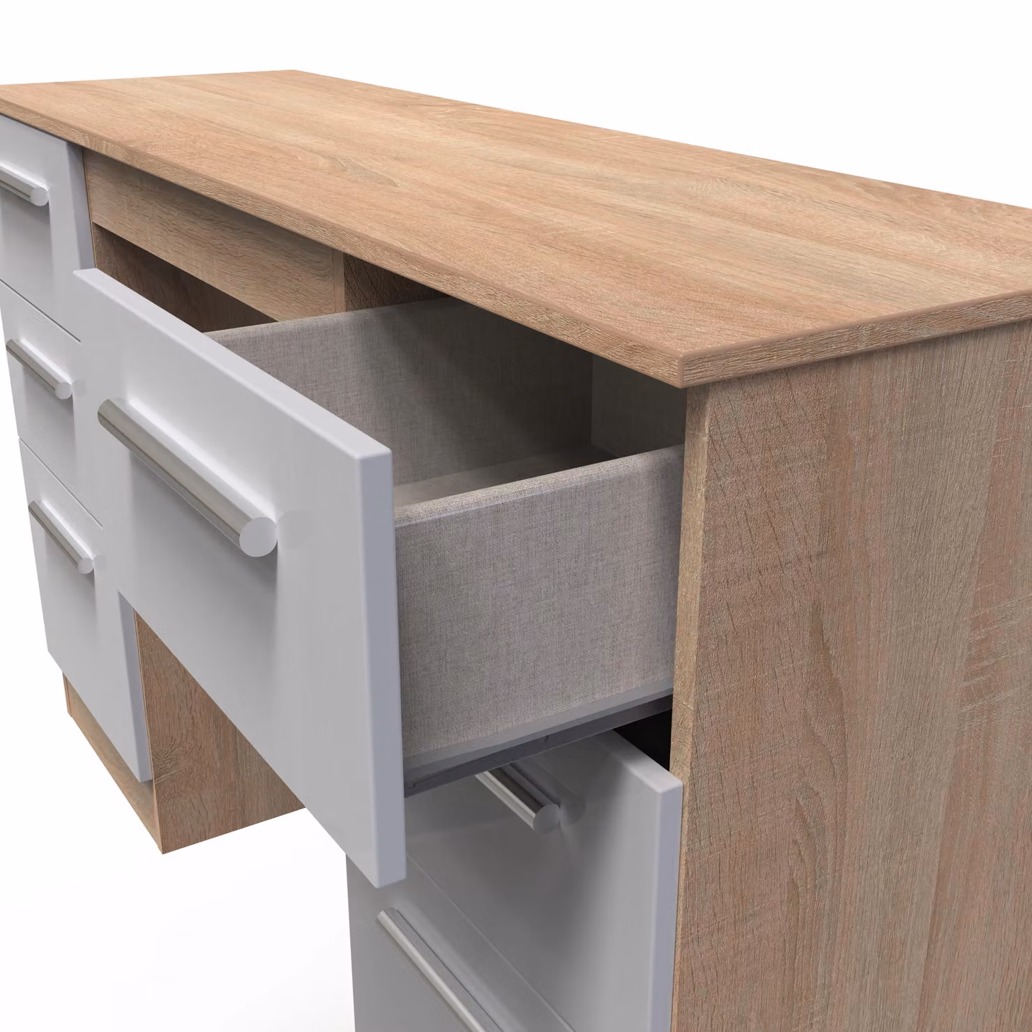 2 U Trent Ready Assembled 6 Drawer Kneehole Writing Desk in Grey – 2