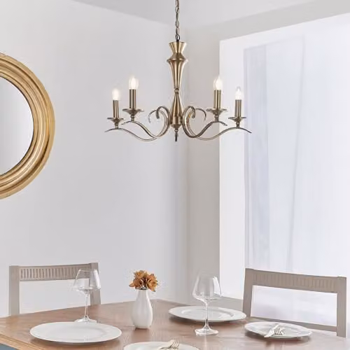 Endon 5 Light Classic Candle Chandelier in Brass – 2