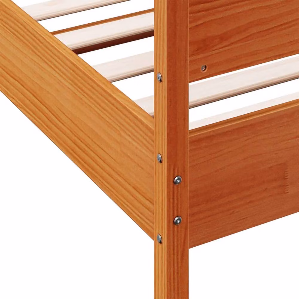 Berkfield Home Small Single Solid Wood Pine Bed Frame, Brown Waxed, W: 75 cm, L: 190 cm – 5