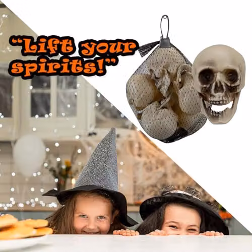 VFM e-Store Halloween Skull Decoration Pack, White, 5 Pack – 6