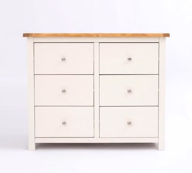 Cabinet Bits Maggiori 6 Drawer Chest of Drawers in White with Chrome Knobs