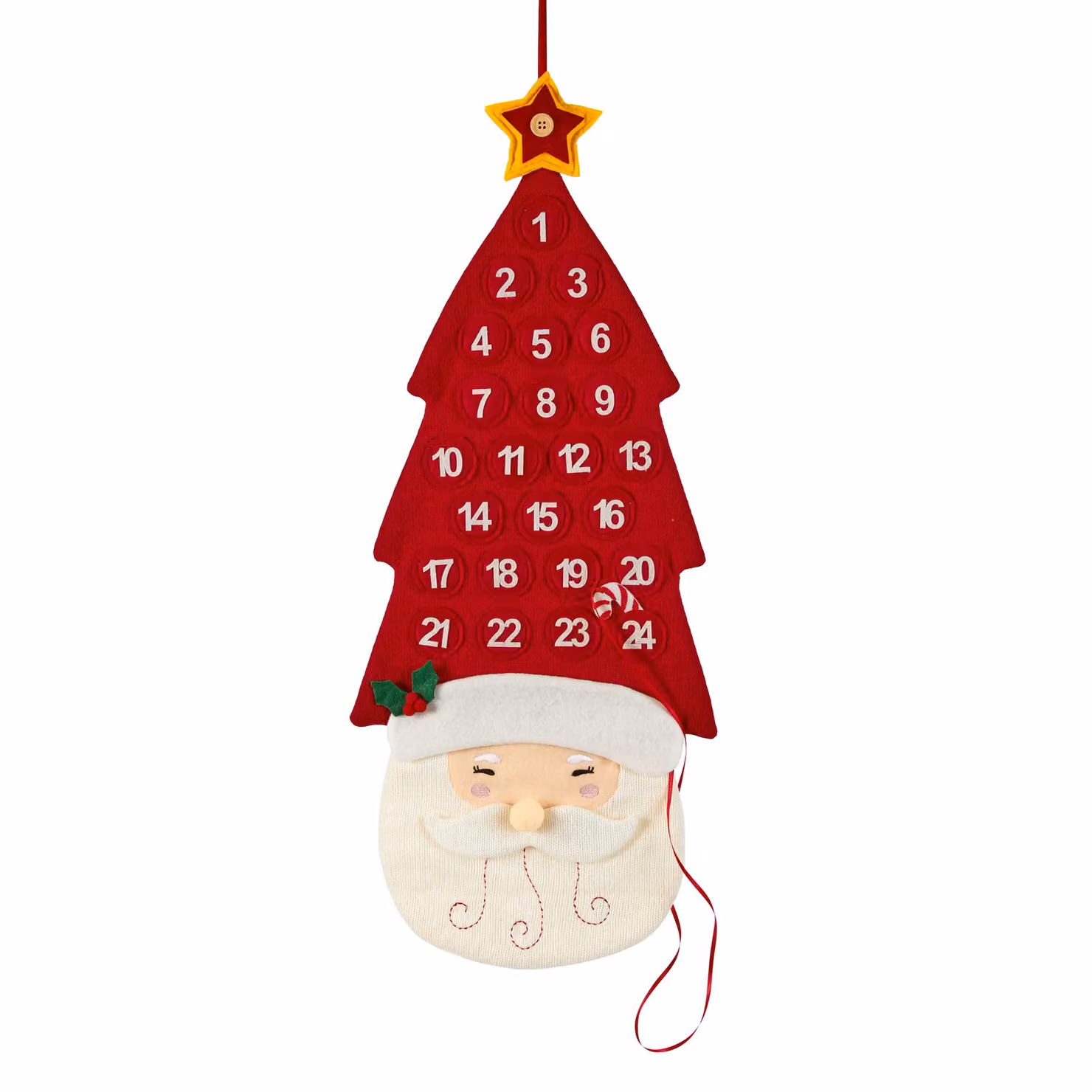 Dibor Jolly Santa Hanging Christmas Advent Calendar for Children in White and Red – 2