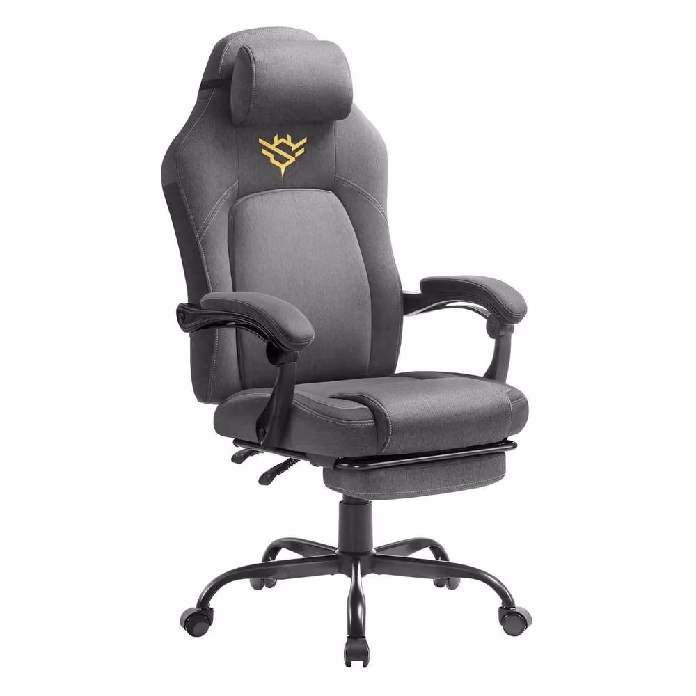 The Bazaarist Ergonomic Gaming Office Chair with Footrest and Headrest in Light Grey – 2