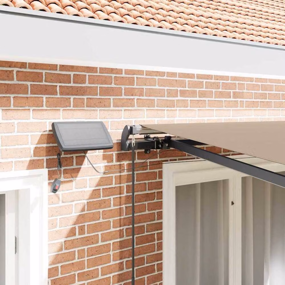 Berkfield Home Manual Retractable Wall-Mounted Awning with LED in Beige, W: 350 cm, D: 250 cm – 4