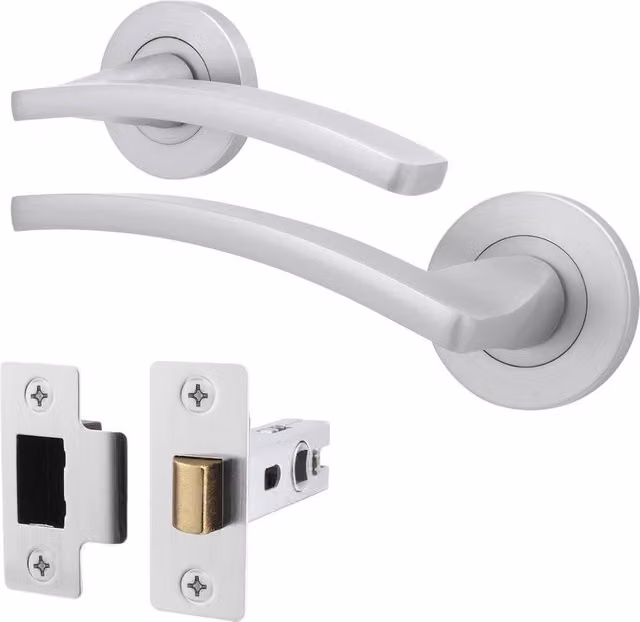 AFIT Satin Chrome Internal Door Handle and Latch Set in Silver – 1