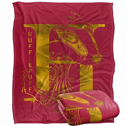 Warner Brothers Harry Potter Hufflepuff H Logo White Fleece Throw Blanket W/D/H: 152 x 127 cm – 1