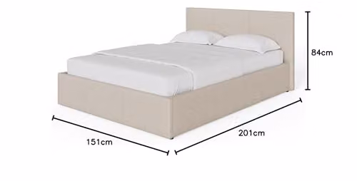 GFW Ecuador Modern Upholstered Fabric Ottoman Bed Frame with Lift Up Base in Beige or White, W/D/H: 140 x 200 cm – 2