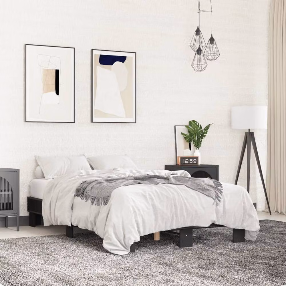 Berkfield Home Small Double Bed Frame in Black, W/D/H: 120 x 200 cm – 2