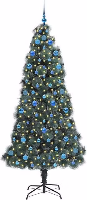 Berkfield Home Elegant Artificial Pre-lit Christmas Tree with Ball Set, Green, Height: 210 cm – 1