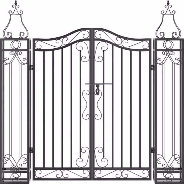 Berkfield Home Elegant Black Wrought Iron Garden Gate, W/D/H: 121 x 8 x 120 cm