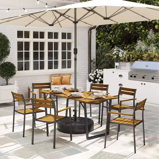 Outsunny 7 Piece Brown Garden Dining Set