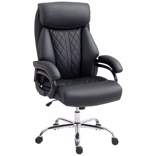 HOMCOM Executive Office Chair in Black Synthetic Leather with Headrest and Armrests