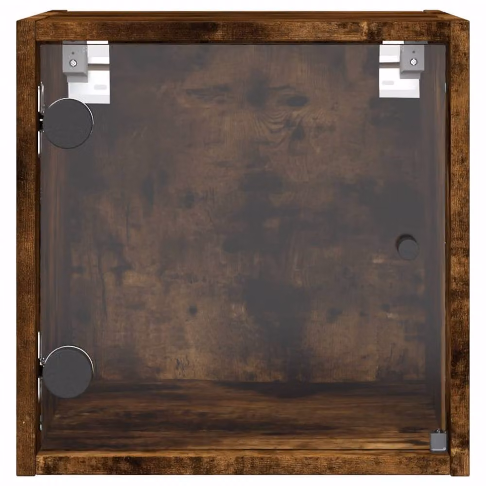 Berkfield Home Elegant Bedside Cabinet with Smoked Oak Glass Door, Brown, W/D/H: 35 x 37 x 35 cm – 4