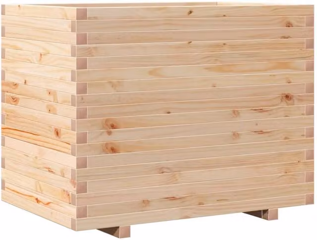 Berkfield Home Wooden Garden Planter Tub in Brown and Beige, W/D/H: 90 x 60 x 72 cm