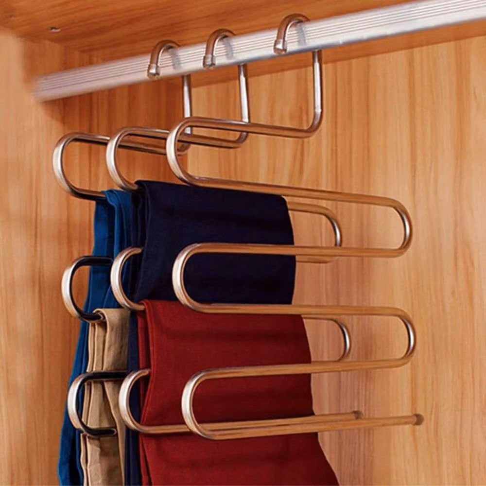 PAWNORA Silver Stainless Steel Metal Trouser Hanger with Bar – 2