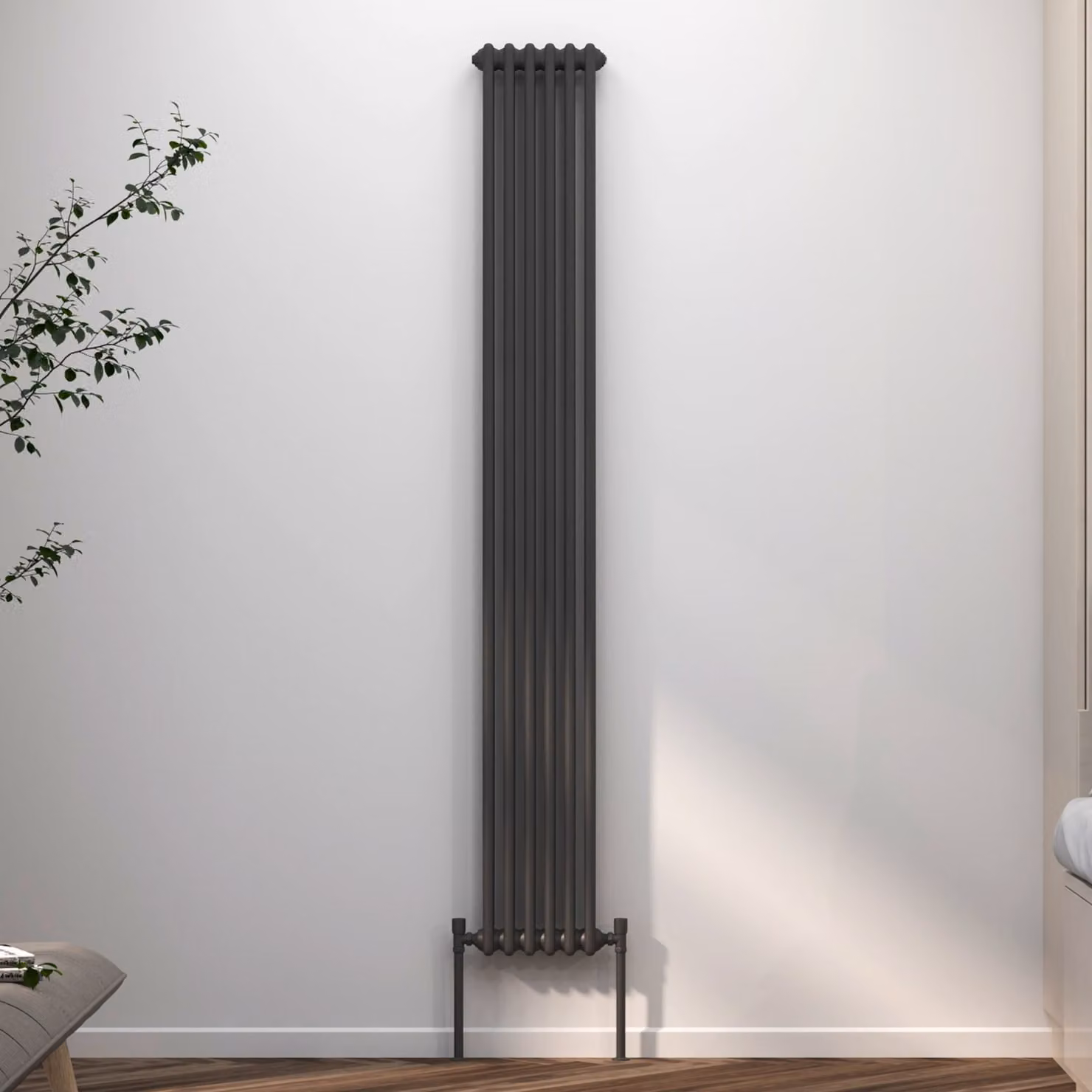 Fluxx Vertical Triple Column Steel Radiator in Anthracite