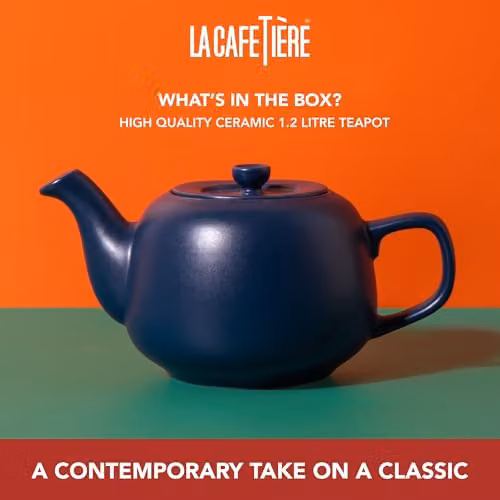 La Cafetiere Blue Ceramic Stoneware Teapot, 1.2 l – 2