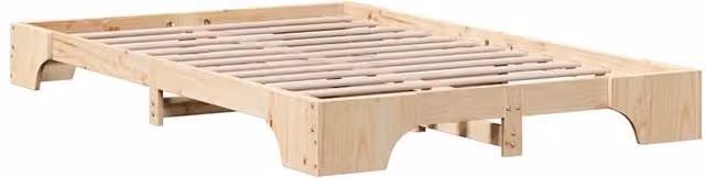 Berkfield Home Solid Pine Wood Bed Frame in Beige, W/D/H: 120 x 190 x 20 cm