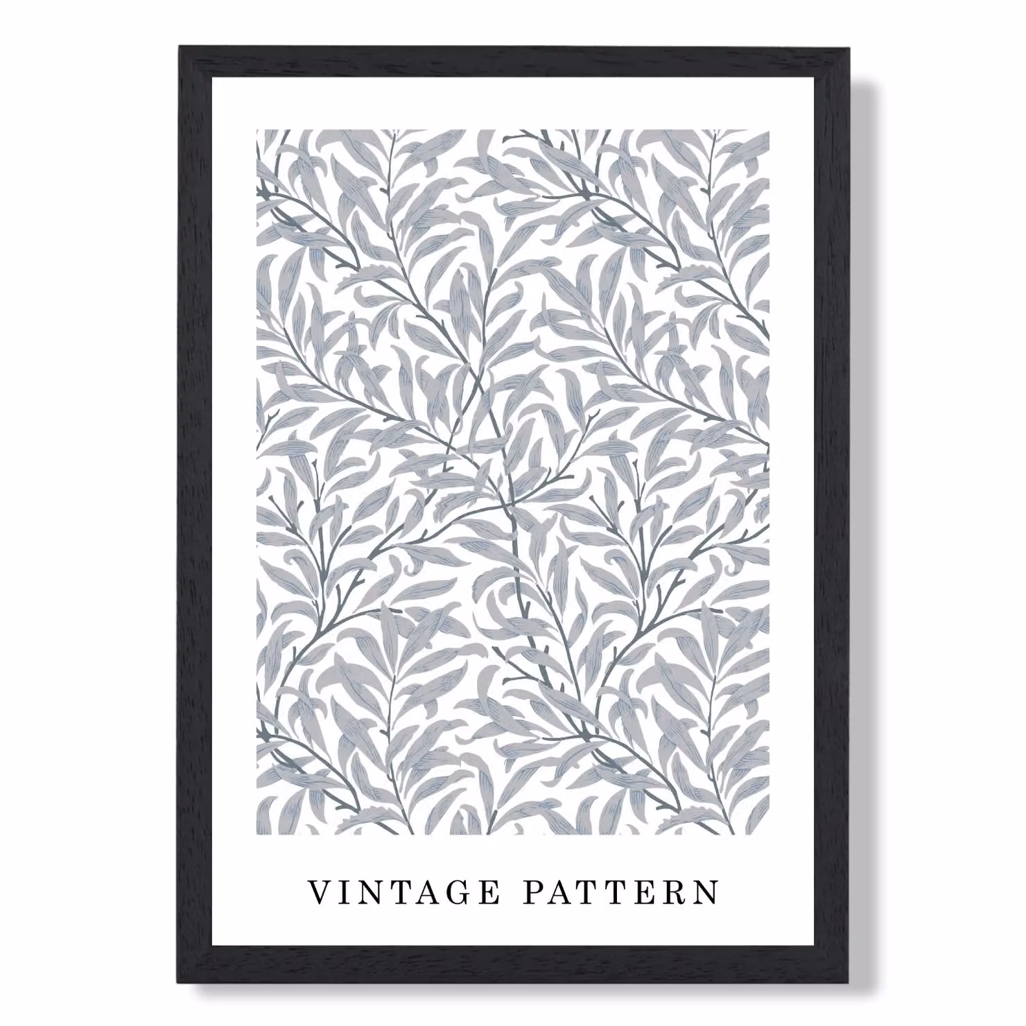 ARTZE Vintage William Morris Grey Willow Floral Art Print with Black Frame, A3 – 2