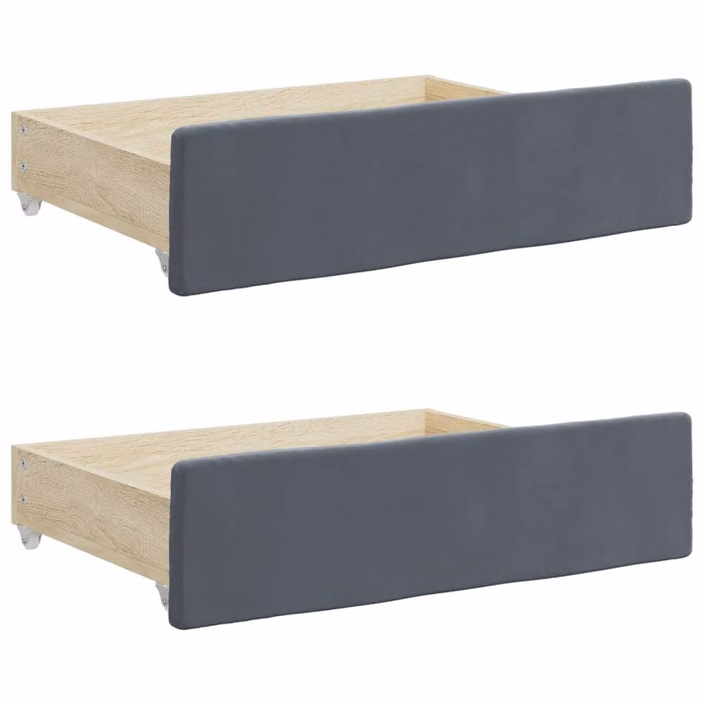 Berkfield Home Soft Bed Storage Drawers, 2 Piece Set in Dark Grey, Engineered Wood and Velvet – 3