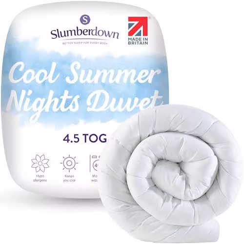 Slumberdown Cool Summer Nights 4.5 Tog Summer Duvet, White, W/D/H: 260 x 220 x 1 cm
