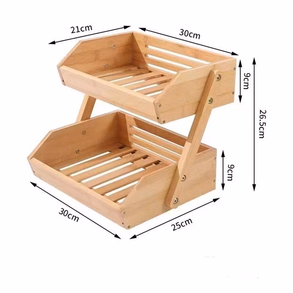 Nordara 2 Tier Bamboo Fruit Rack and Vegetable Storage Stand in Brown – 2