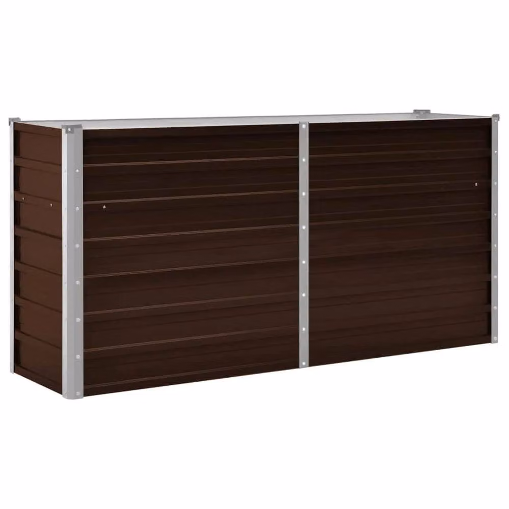 Berkfield Home Garden Brown Galvanised Steel Raised Bed W/D/H: 160 x 40 x 77 cm – 2