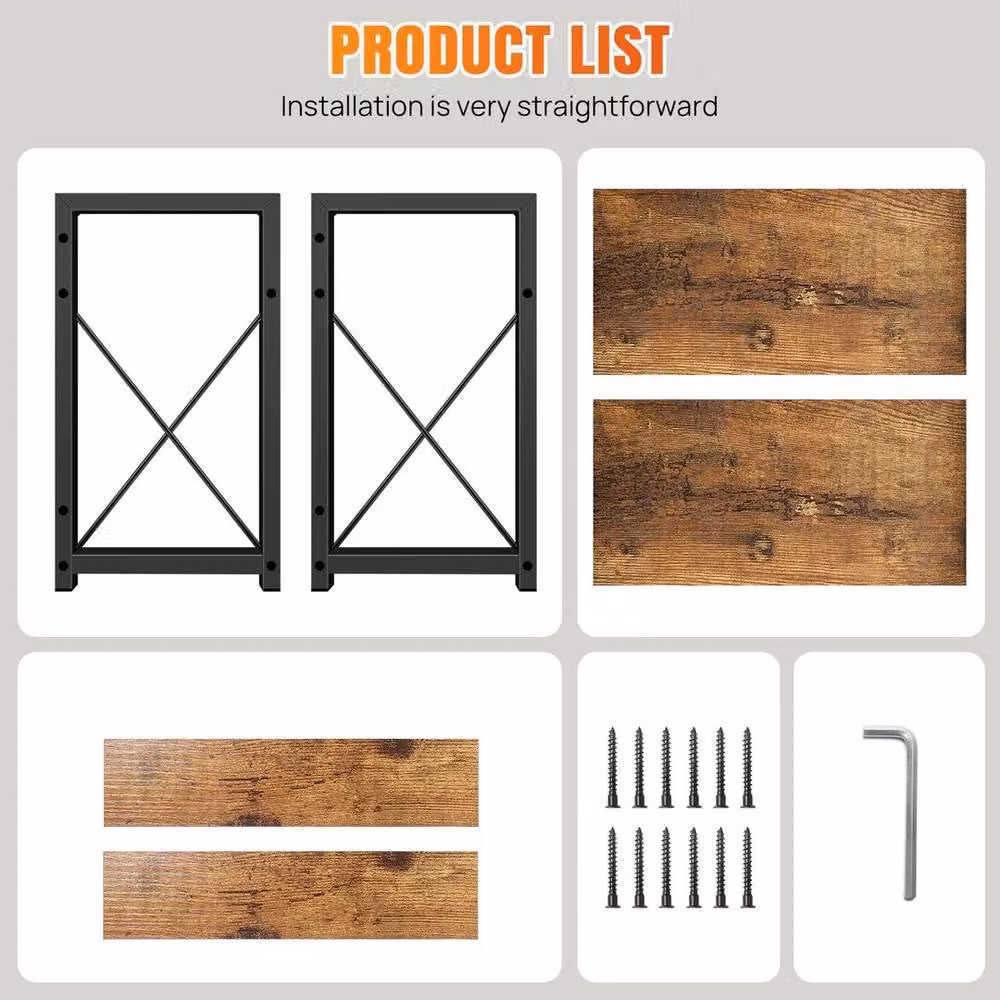 KORVIXA Rustic Wooden Kitchen Countertop Organizer in Brown, W/D/H: 100 x 100 x 26.2 cm – 4