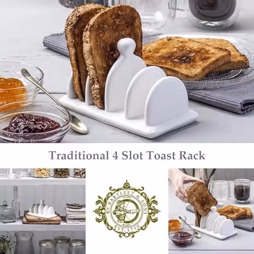 Wm Bartleet & Sons Traditional 4 Slot Porcelain Toast Rack in White – 2