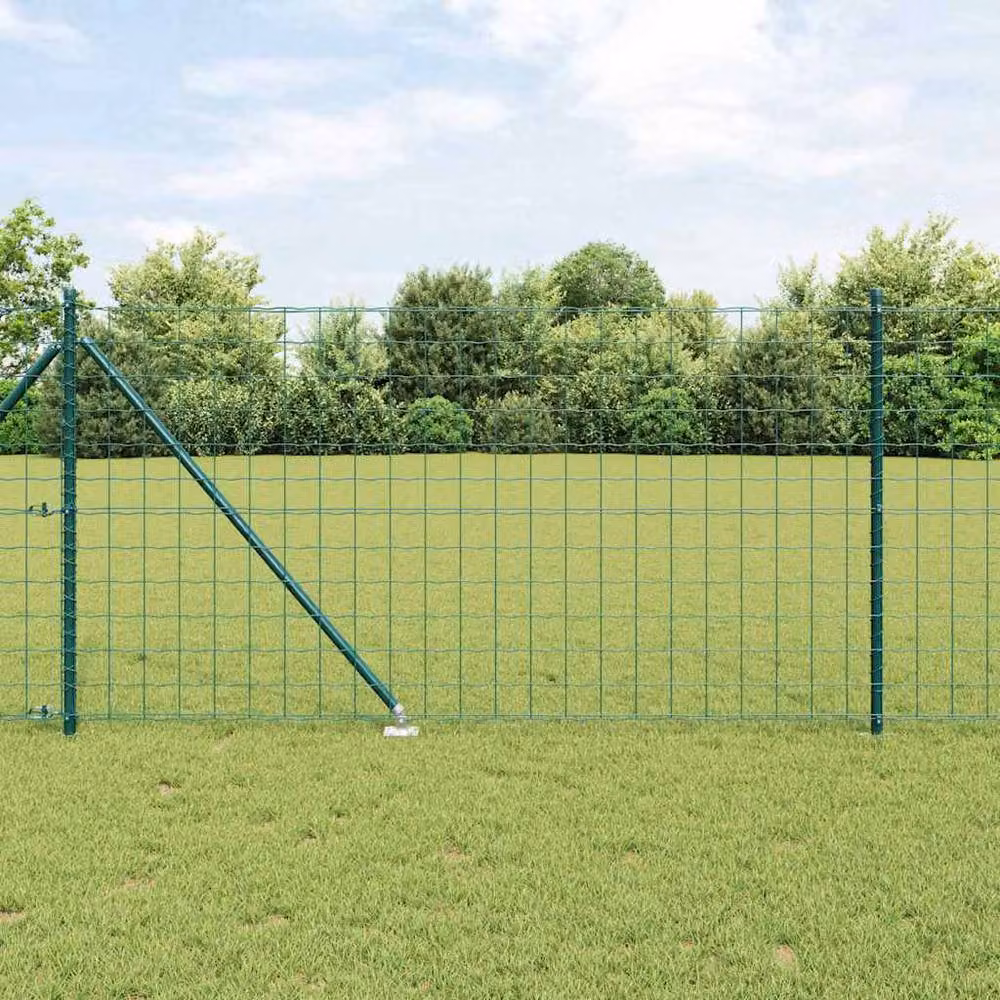 Berkfield Home Euro Fence with 7 Spike Posts, Green Galvanised Steel, W: 10 m, H: 1 m – 2
