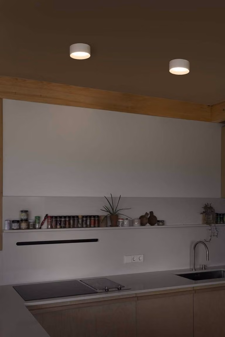 Netlighting Mizu 15W LED Surface Mounted Downlight, Black Matt or White, 2700K Warm White