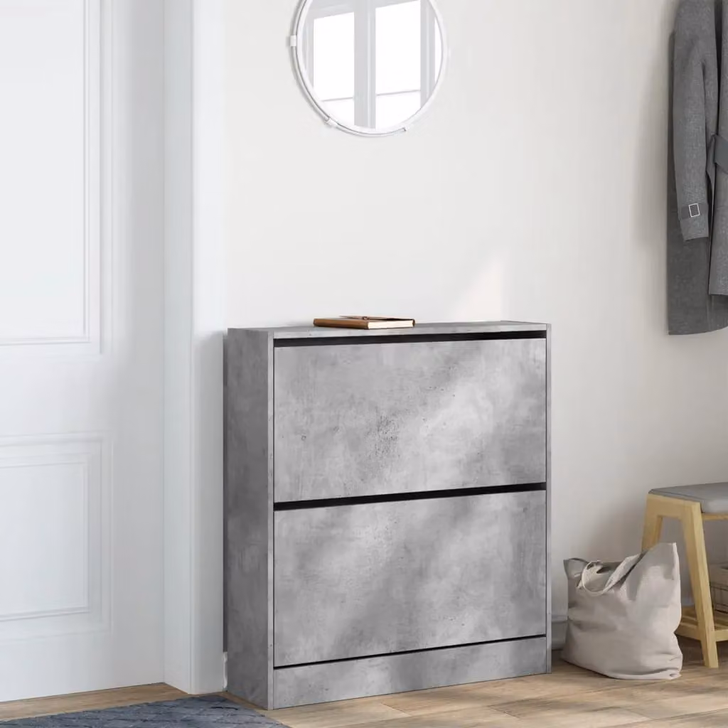 Berkfield Home Shoe Cabinet in Concrete Grey, W/D/H: 80 x 21 x 87.5 cm – 2