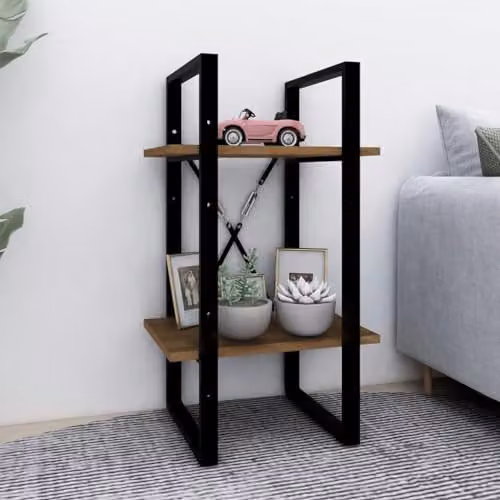 vidaXL 2-Tier Industrial Book Cabinet in Brown, W/D/H: 40 x 30 x 70 cm – 2