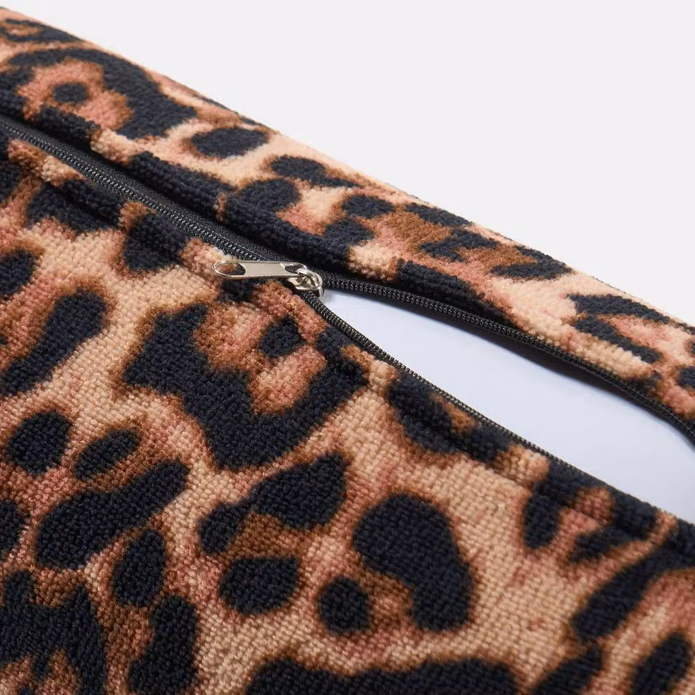 OHS Leopard Inflatable Bolster Pillow in Brown with Soft Microfibre Removable Cover, W/D/H: 36 x 16 x 16 cm – 7