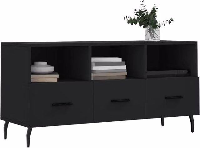 Berkfield Home Modern Black Matt TV Cabinet W/D/H: 102 x 36 x 50 cm