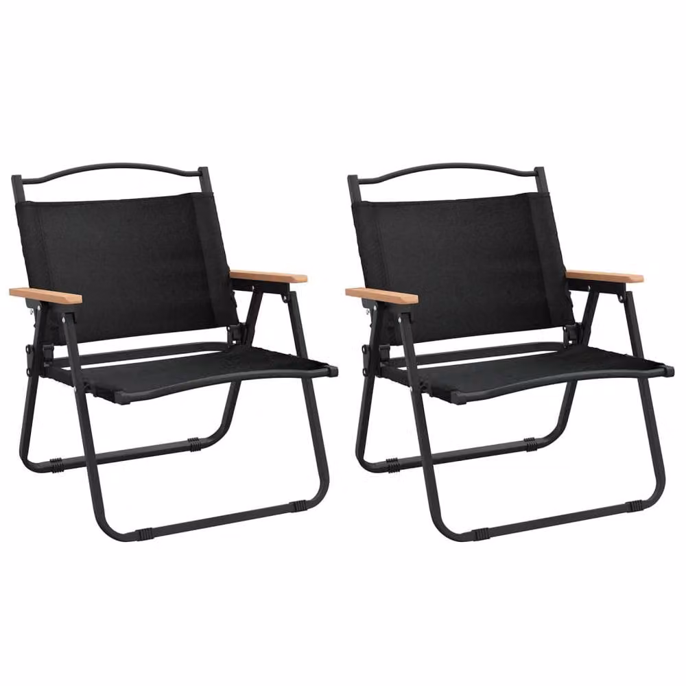 Berkfield Home Durable Camping Chairs, 2 Pack, Black, W/D/H: 54 x 43 x 59 cm – 3