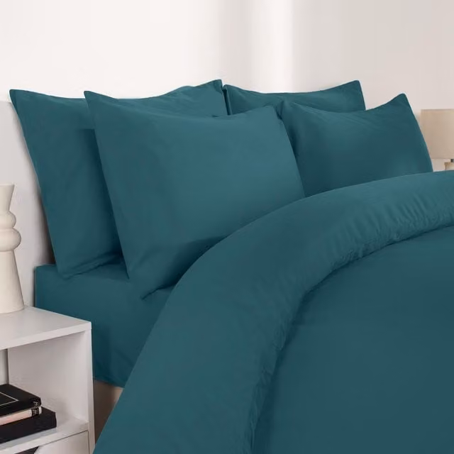 Brentfords Pair of Plain Petrol Teal Polyester Housewife Pillowcases