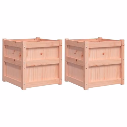 vidaXL Set of 2 Brown Douglas Fir Solid Wood Garden Planter Tubs