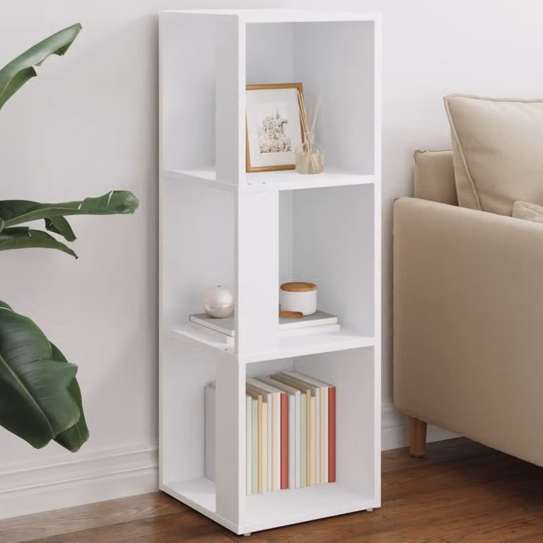 Berkfield Home White Minimalist Corner Cabinet with Internal Shelves, W/D/H: 33 x 33 x 100 cm