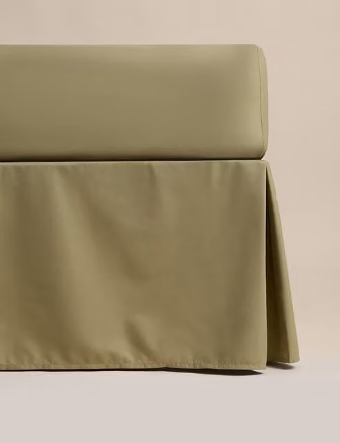 M&S Pure Egyptian Cotton Fern Valance Sheet in Green