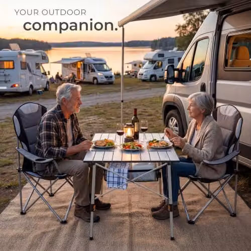 tectake Folding Camping Table, Silver, W: 90 cm, D: 52 cm, H: 47-70 cm – 7