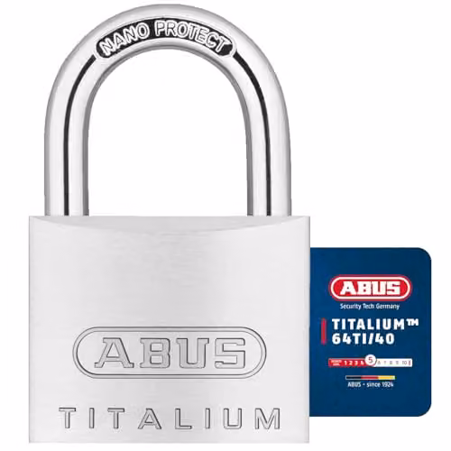ABUS Titalium Aluminium Padlock with Hardened Steel Shackle, Silver/White