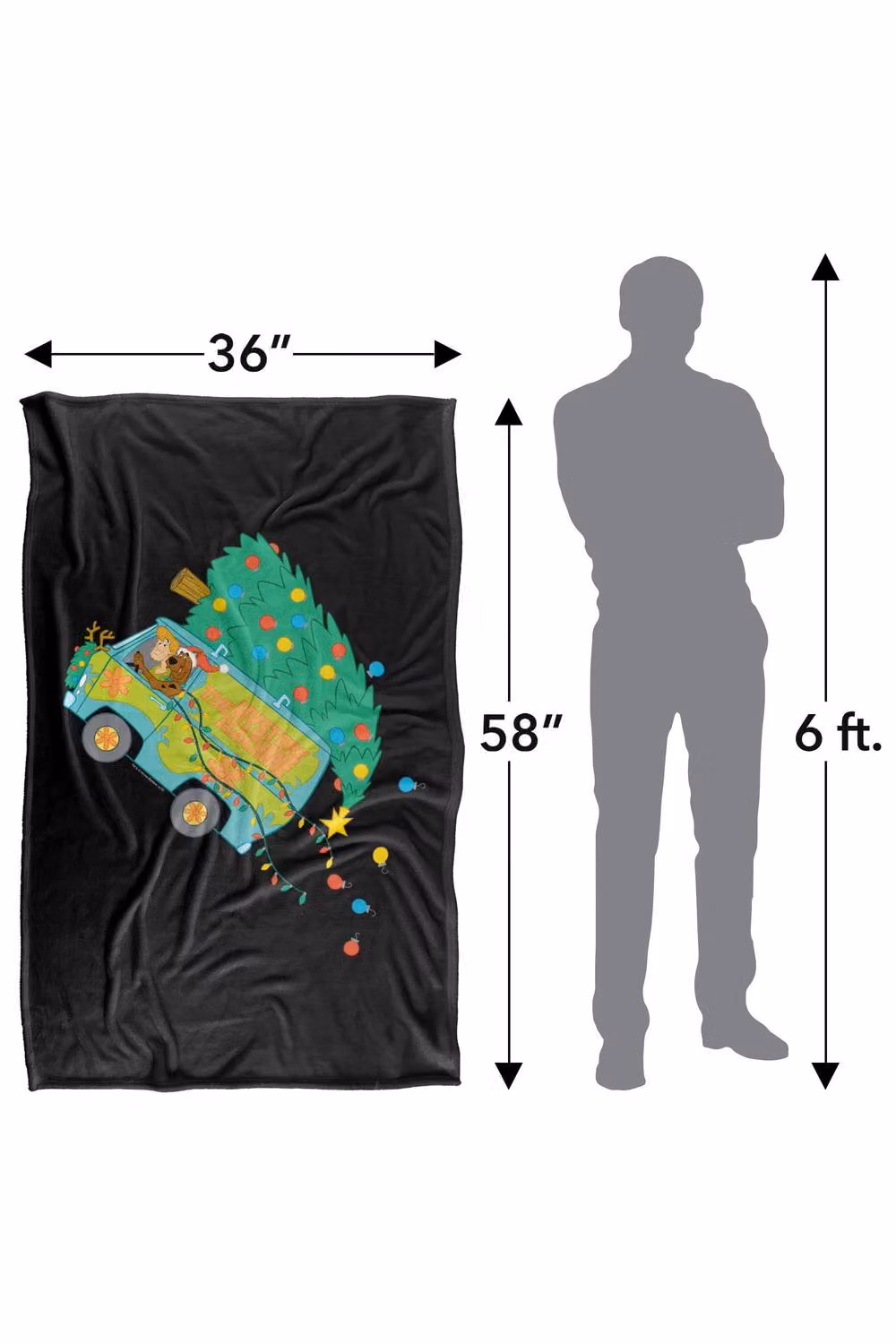 Warner Bros. Scooby Doo Mystery Machine Christmas Super Soft Fleece Throw Blanket for Children, Multicolour – 8