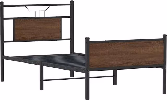 Berkfield Home Durable Single Bed Frame in Brown Oak, W/D/H: 90 x 190 x 91.5 cm – 1