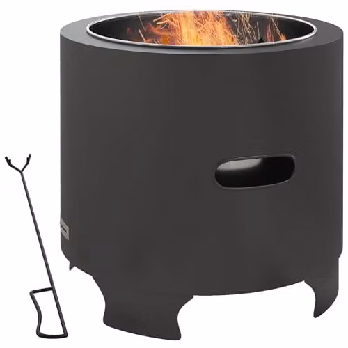 Outsunny Black Metal Wood Burning Fire Pit Bowl, Diameter: 45 cm
