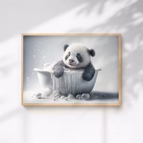 60 Second Makeover Baby Panda Quirky Animal Print Paper Poster, Multicolour, W: 21.0 cm, H: 29.7 cm