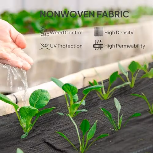 Outsunny Heavy Duty Weed Control Membrane Ground Cover, Black, W: 200 cm, L: 90 cm – 3