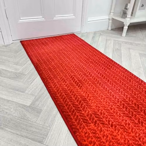 runrug Empire Red Hallway Runner Rug, Machine Woven Polypropylene and Jute, W/D/H: 60 x 300 x 0.9 cm