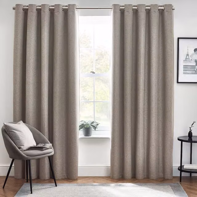 Make It A Home Dawn Textured Grey Blackout Eyelet Curtains, Thermal Insulating, W: 183 cm, H: 229 cm